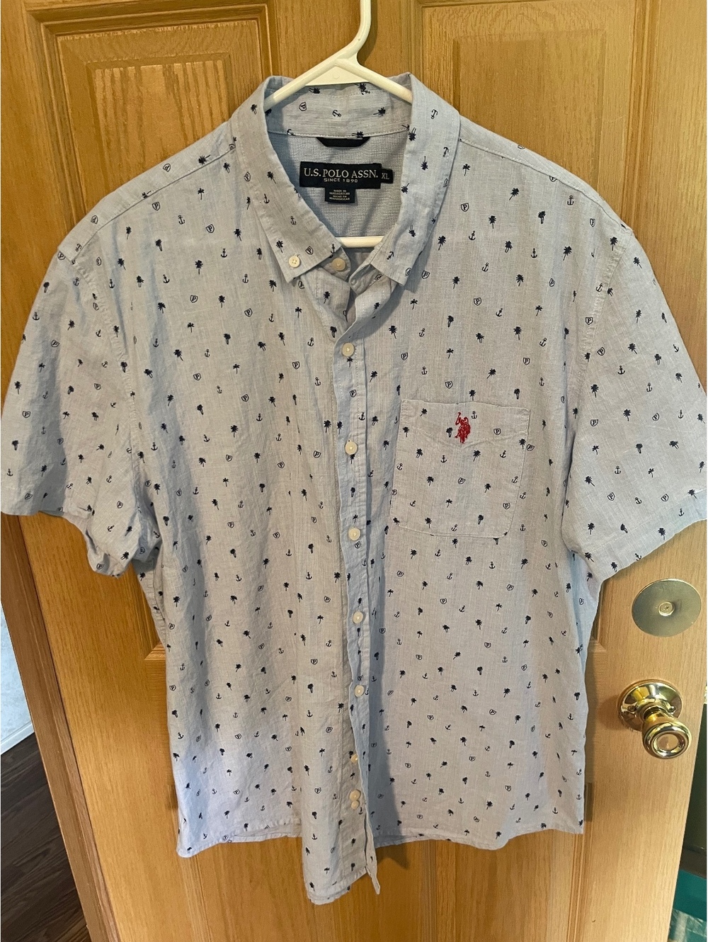 U.S Polo beach theme button up shirt